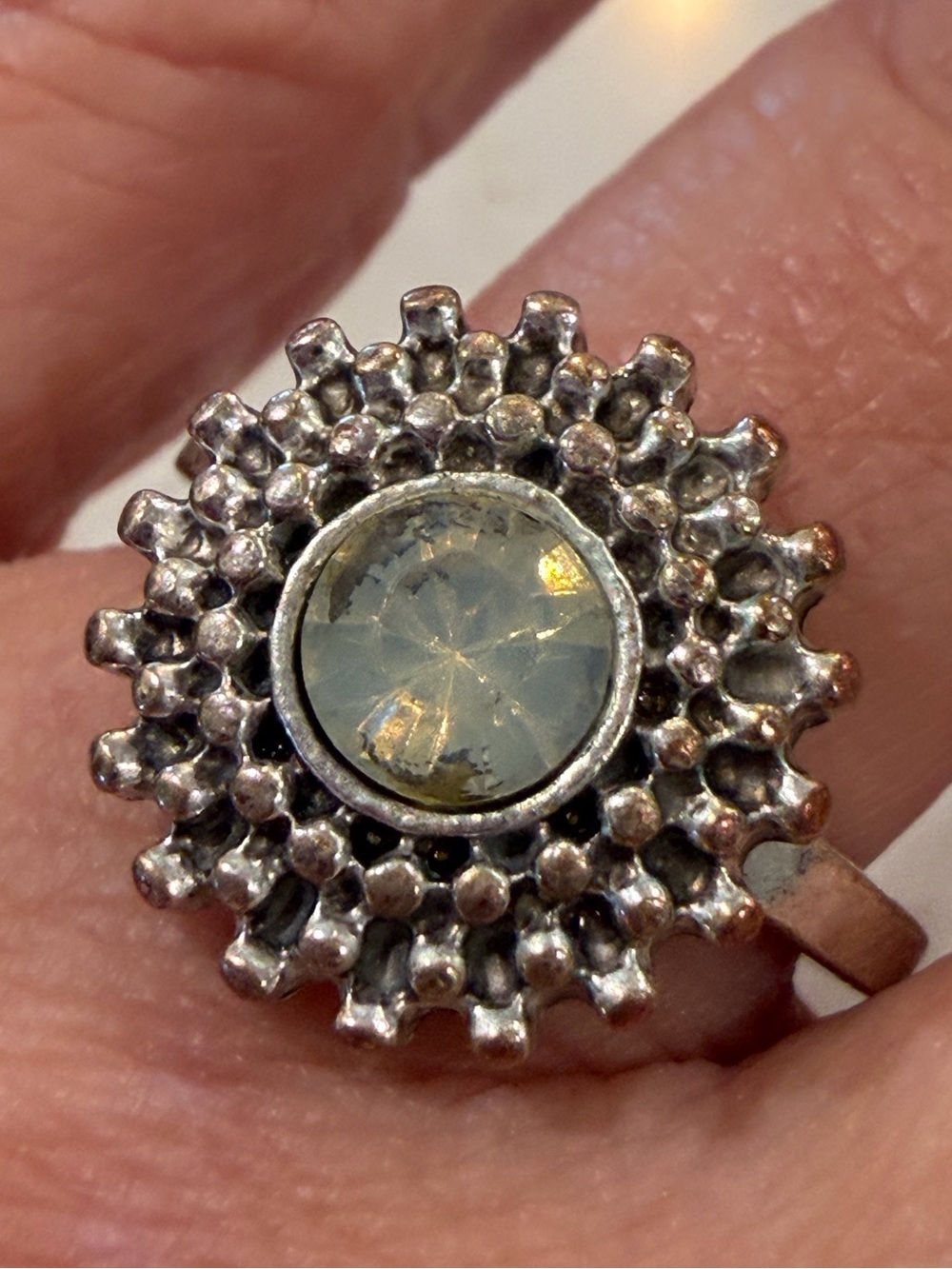Crystal Halo Sunburst Ring - Silver Tone - Women's Jewelry Size 7.25